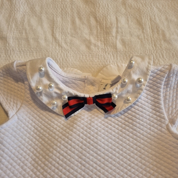 Janie and Jack girls size 5 white dress with bow & pearl buttons VGUC 2021 line - Picture 2 of 6